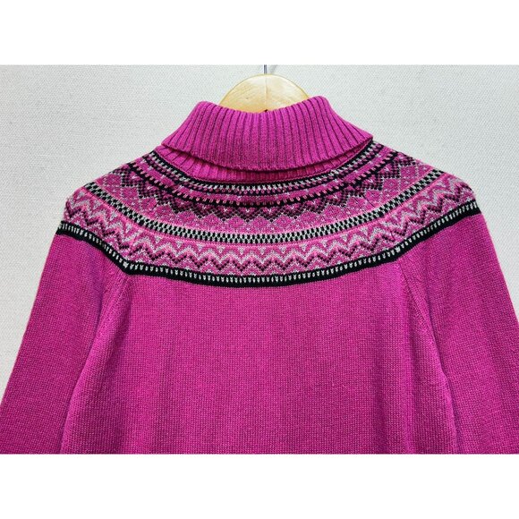 Charter Club Women' Fair Isle Nordic Turtleneck Sweater Knit Size P/M Pink - Picture 11 of 12